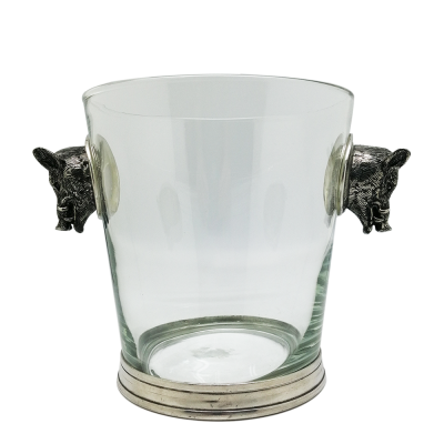 Champagne Glass Ice Bucket Pewter Boar Décor