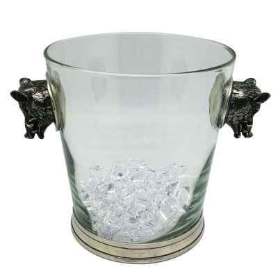 Champagne Glass Ice Bucket Pewter Boar Décor