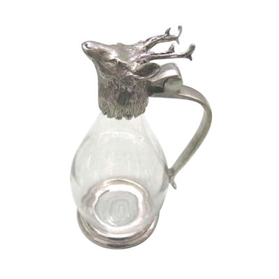 Glass Decanter Pewter Deer  Décor