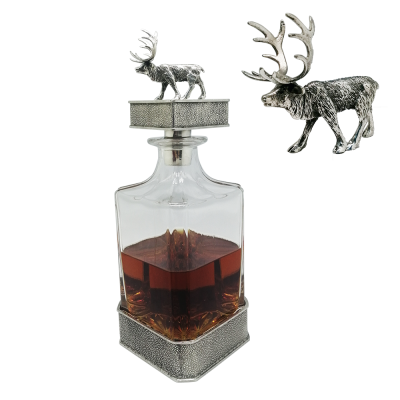 Glass Decanter Pewter ELK  Décor-DEER