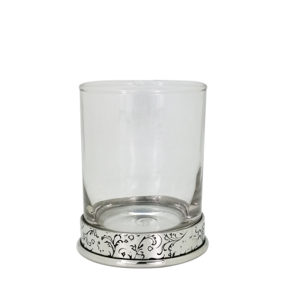 Brandy Glass w/ Pewter Base_Graphic Pattern