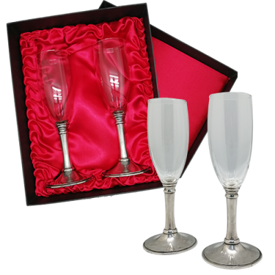 Wine Glass w/ Pewter Stem in Giftbox