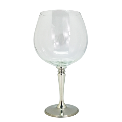 Wine Burgundy Glass w/Pewter Stem