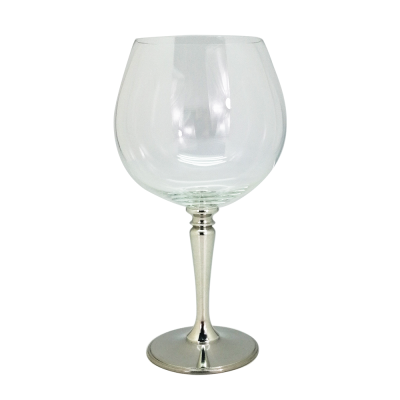 Wine Burgundy Glass w/Pewter Stem