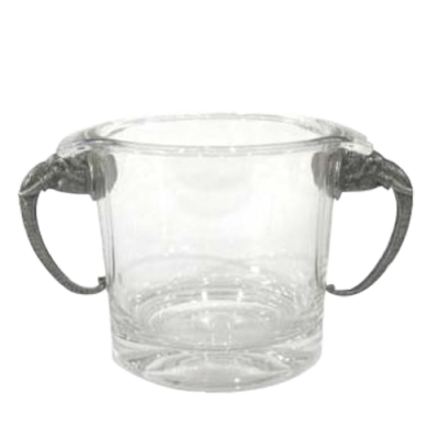 Glass Ice Bucket Pewter Elephant Handle