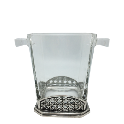 Glass Ice Bucket Pewter Base