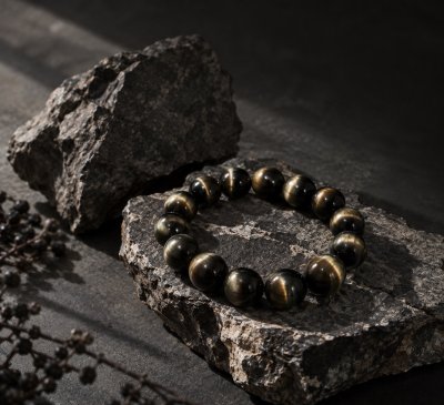 Golden Obsidian Cat's Eye Bracelet | Top Premium