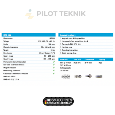 Spesifikasi dari Pt Pilot Teknik distributor resmi BDS Machinen