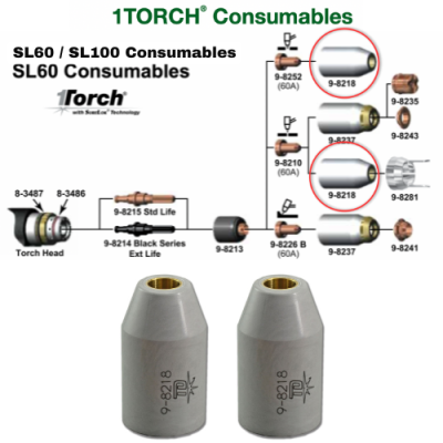 9-8218 Shield Cup untuk plasma Thermal Dynamics 1 Torch SL 60 / SL 100 Consumables Parts Accessories