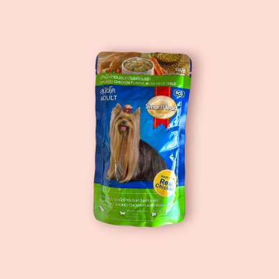 สมาร์ทฮาร์ท อาหารเปียกสุนัข 130 กรัม รสเนื้อไก่และผัก(ซอง)