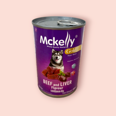 แมกเคลลี่ อาหารเปียกสุนัขกระป๋อง รสเนื้อและตับ400กรัม(กระป๋อง)