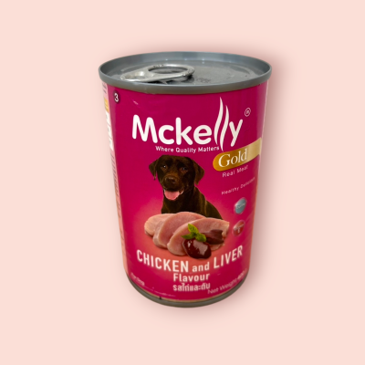 แมกเคลลี่ อาหารเปียกสุนัขกระป๋อง รสไก่และตับ400กรัม(กระป๋อง)