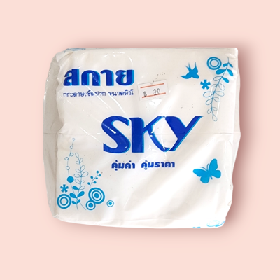 ทิชชู่สี่เหลี่ยมสีขาวโต๊ะจีน  (หุ้มแยก) แพ็ค6ชิ้น