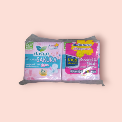 ลอริเอะ 22.5ซม อัลตร้าสลิม ซากุระ 0.1 กลางวัน 3ชิ้น(แพ็ค6ซอง)