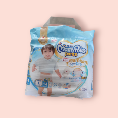 มามี่ พรีเมี่ยมเอ๊กตร้า L 14ชิ้น เด็กผู้ชาย(ห่อ)