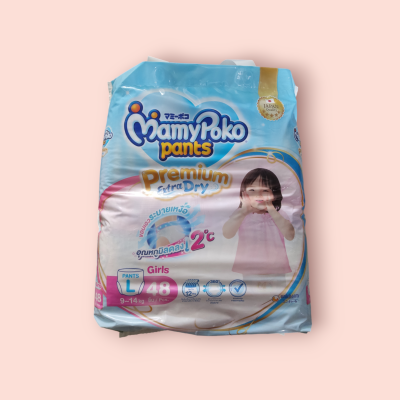 มามี่ พรีเมี่ยมเอ๊กตร้า L 48ชิ้น เด็กผู้หญิง(ห่อ)