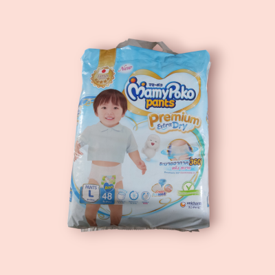 มามี่ พรีเมี่ยมเอ๊กตร้า L 48ชิ้น เด็กผู้ชาย(ห่อ)