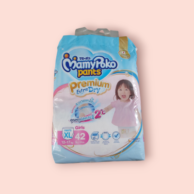 มามี่ พรีเมี่ยมเอ๊กตร้า XL 42ชิ้น เด็กผู้หญิง(ห่อ)