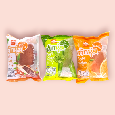 ขนมเค้กภัสสร 5บาท ส้ม ใบเตย ชาไทย(โหล)