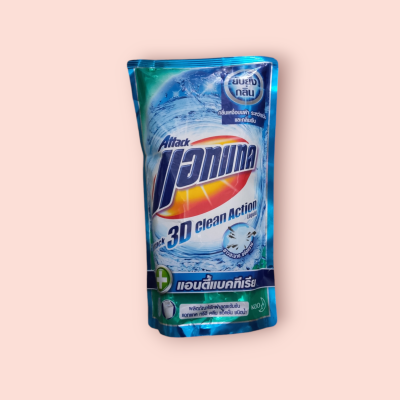 น้ำยาซักผ้า แอทแทค 770มล 3ดี แอนจี้แบค(ซอง)
