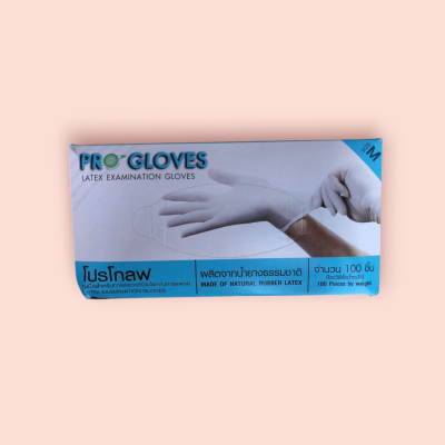 ถุงมือยางโปรโกลฟ เอ็ม M 100 ชิ้น(กล่อง)