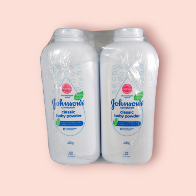 แป้งจอนสัน 400กรัม ขาวคลาสสิคเบบี้พาวเดอร์(แพ็ค2ขวด)
