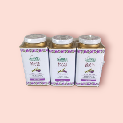 แป้งเย็นตรางู 140กรัม ม่วง รีแล็กซิ่ง(แพ็ค3กระป๋อง)