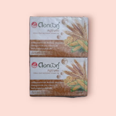 สบู่ดอกบัวคู่60กรัม ธัญพืช(แพ็ค4ก้อน )