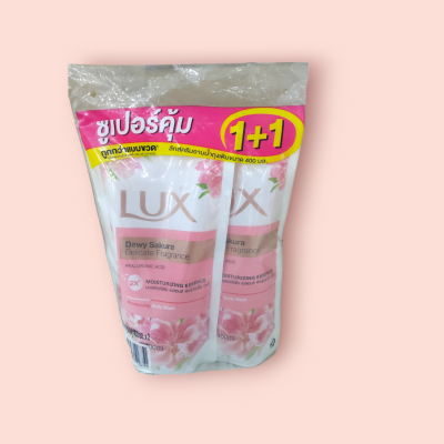 สบู่เหลว ลักซ์ ถุงเติม 400มล (1+1ถุง) ซากุระ