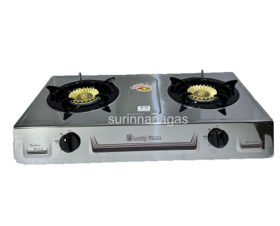 Lucky Flame รุ่น AT-112 หัวฝาเฟืองทองเหลือง 2 หัวเตา โครงเตาเคลือบสี