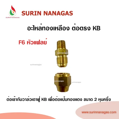 อะไหล่เดินท่อแก๊สงานทองเหลือง ต่อตรง เกลียว 1/8 หัวแฟลย์ หัวตาไก่