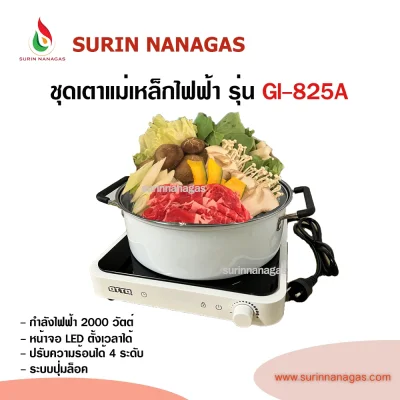 ชุดเตาแม่เหล็กไฟฟ้าพร้อมหม้อสแตนเลส OTTO GI-825A