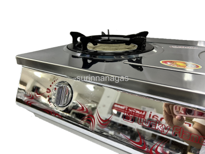 Lucky Flame รุ่น HQ-712Si เตาแก๊สโครงสแตนเลส หัวอินฟราเรด 2 หัวเตา