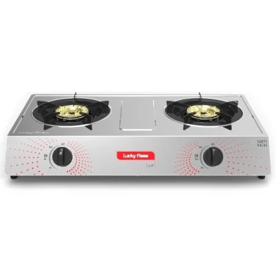 Lucky Flame รุ่น AT-142 เตาแก๊สแบบตั้งโต๊ะ หัวเตาฝกเฟืองทองเหลือง 2 หัวเตา