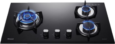Rinnai เตาแก๊สแบบฝัง ( รุ่น RB-73TG หน้ากระจกสีดำ / รุ่น RB-73TS หน้าสแตนเลส) แบบ 3 หัวเตา