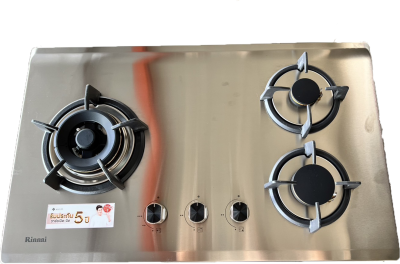 Rinnai เตาแก๊สแบบฝัง ( รุ่น RB-73TG หน้ากระจกสีดำ / รุ่น RB-73TS หน้าสแตนเลส) แบบ 3 หัวเตา