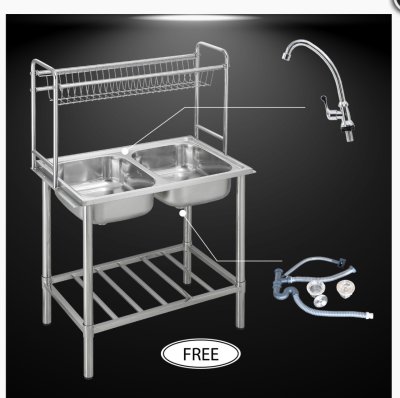 Dyna Home รุ่น DH-8050-GB อ่างล้างจานโครงสแตสเลส 2 หลุม แบบตั้งพื้นขากลม Dyna Home รุ่น DH-8050-GB อ่างล้างจานโครงสแตสเลส 2 หลุม แบบตั้งพื้นขากลม