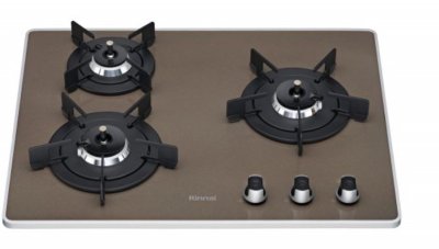 RInnai เตาฝังหน้ากระจก แบบ 3 หัวเตา รุ่นนำเข้าจากเกาหลี มีกระจกให้เลือก 3 สี