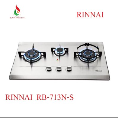 RInnai เตาฝังหน้าสแตนเลส แบบ 3 หัวเตา รุ่น RB-713N-S RInnai เตาฝังหน้าสแตนเลส แบบ 3 หัวเตา รุ่น RB-713N-S
