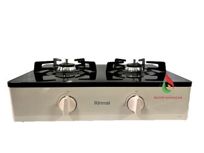 Rinnai เตาแก๊สวางบนเคาน์เตอร์ รุ่น BT62FJ หน้ากระจก โครงเตาสีชมพู