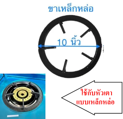 อะไหล่เตาแก๊ส ขาดำเหล็กหล่อ จานรองสแตนเลส ใช้กับเตาชั้นหัวเหล็กหล่อ