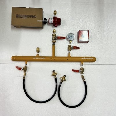 ชุดระบบเดินท่อแก๊ส ท่องานเหล็ก ครบชุด แบบ 2 ถัง