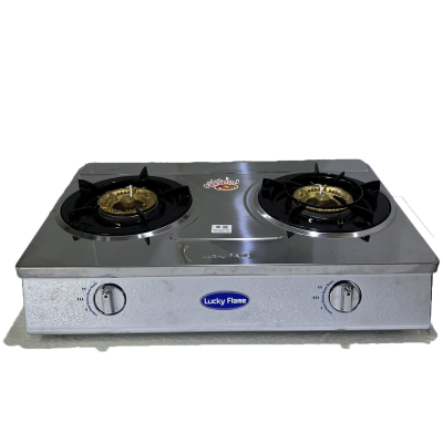 Lucky Flame รุ่น HQ-712S เตาแก๊สโครงสแตนเลส 2 หัวเตาใหญ่