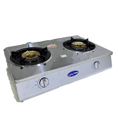 Lucky Flame รุ่น HQ-712S เตาแก๊สโครงสแตนเลส 2 หัวเตาใหญ่