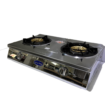 Lucky Flame รุ่น HQ-712S เตาแก๊สโครงสแตนเลส 2 หัวเตาใหญ่