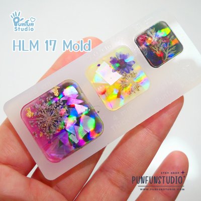 HLM 17 Square / Holographic Mold / 1.5, 2.0, 2.5 cm / Use with Epoxy resin / Silicone Mold