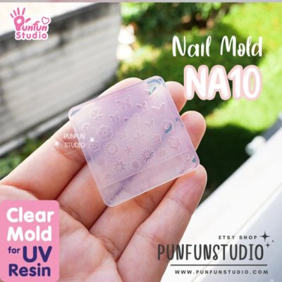 NA 10 / Nail Decoration Mold / Clear Mold for UV Resin / Thickness 0.3 - 0.5 mm / Silicone Mold