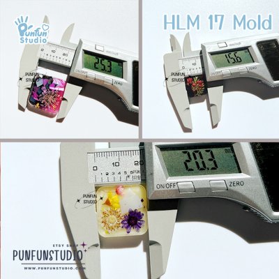 HLM 17 Square / Holographic Mold / 1.5, 2.0, 2.5 cm / Use with Epoxy resin / Silicone Mold