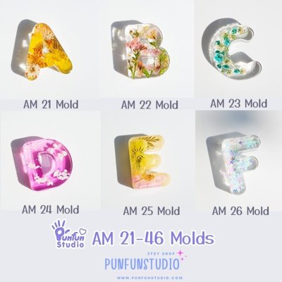 แม่พิมพ์ตัวอักษร AM 21-46 A-Z Alphabet Molds / สูง 3.7-3.9 cm / หนา 10 mm