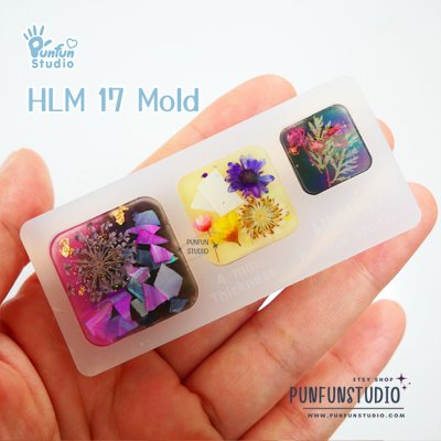 HLM 17 Square / Holographic Mold / 1.5, 2.0, 2.5 cm / Use with Epoxy resin / Silicone Mold